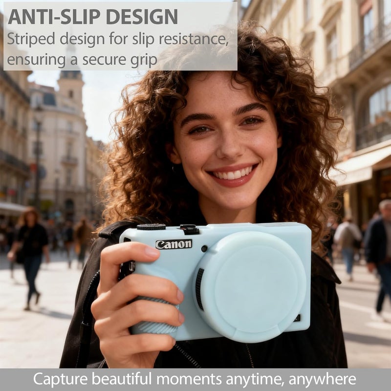Frevyve Case for Canon G7X Mark III Camera, Soft Silicone Protective Case, Slim Fit Sleeve with Removable Lens Cover and Screen Protector Accessories, Lightweight, Anti-Scratch (Jelly Green) - Image 2